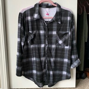 Plaid Shirt with Crochet Detail